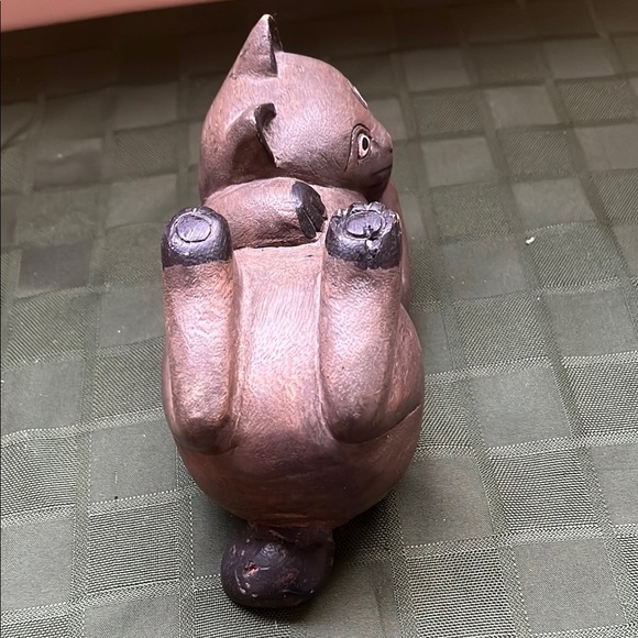 Vintage Handcrafted Wooden Cat Figurine - Picture 5 of 10